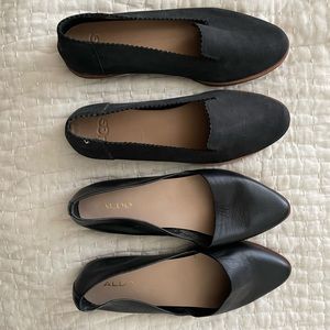 Black pointy toe ballet flats. Ugg and Aldo. Size 7